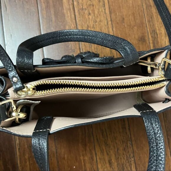 Kate Spade Black Hayes Street Small Isobel Tasseled Bow Leather Bag  MSRP $358 - Picture 5 of 9